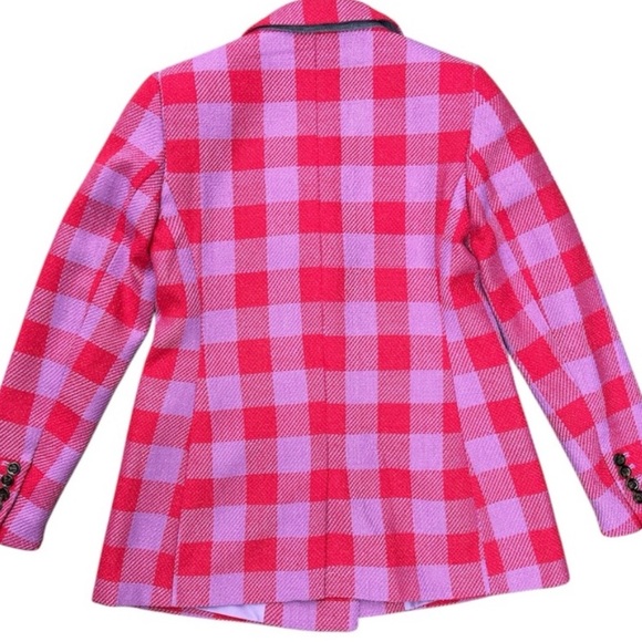 Ann Taylor Barbiecore Red and Lilac Plaid Blazer Size 0P - Picture 2 of 4